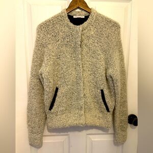 DUFFY Women's Gray Boucle Bomber Jacket Size S